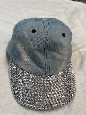 Crystal-Embellished Denim Visor Cap - Women's Accessories